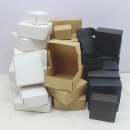 10 square white/cowhide/black packaging boxes wedding party gifts handmade soap chocolate flat boxes 240205