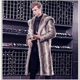 Autumn and Winter Mens Button Fur Coat Mink Long Rabbit Hair Imitation Whole Wear 4G4J