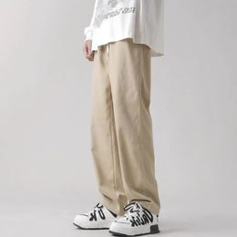 2023 Spring Casual Pants Men Cotton Solid Colour Business Fashion Slim Fit Khaki Thin Trousers Mens Long Pant 240125