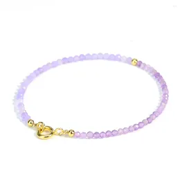 Link Bracelets Romantic Lavender Natural Amethyst Crystal Quartz Spacer Beads Bracelet Reiki Energy Degauss Yoga Healing Charms Bangles