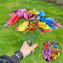 Garden Decorations 10pcs Butterflies Yard Planter Colourful Whimsical Butterfly Stakes Decoracion For Home Outdoor Flower Pots Decor Supplies