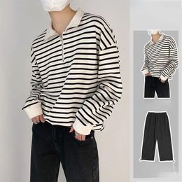 Men's Tracksuits Leisure Clothing Stripe Contrast Color Casual Two Piece Suits 2024 Spring Autumn Men Fashion T Shirt And Trousers Sets C51
