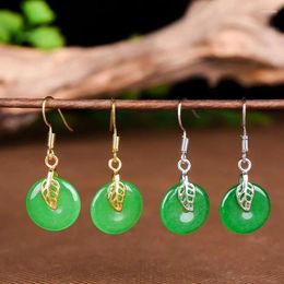 Dangle Earrings Jade Donut Charm Amulets Natural Gemstone Jewellery Fashion Green Gemstones 925 Silver Designer Accessories Pendants