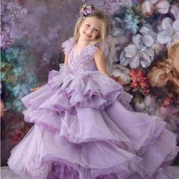 Girl Dresses Flower Sleeveless Tulle Little Kids Satin First Communion For Birthday Evening Party Pageant Banquet Gown
