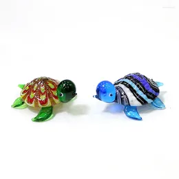 Decorative Figurines Custom Cute Glass Turtle Miniature Figurine Japan Style Cartoon Sea Animal Ornaments Aquarium Fish Tank Kawaii Decor