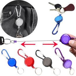 Keychains 1PC Multifunctional Multi-color Roll Retractable Keychain Rope Bag Recoil ID Card Holder Keyring Key Chain Steel Cord