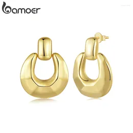 Stud Earrings Bamoer 18K Gold Plated Metal Retro Statement For Women Party 925 Silver Post Fashion Jewellery