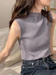 Women's Tanks Sexy Knitted Top Summer Turtleneck Tank Women Camisole Blouse Sleeveless Slim Female Sleveless T-shirt Vest Casual Cami