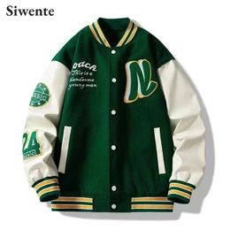 American Trend Stitching Baseball Uniform Youth Embroidered Loose Jacket for Men Letter Striped Collar Windproof Couple Outfit 240124