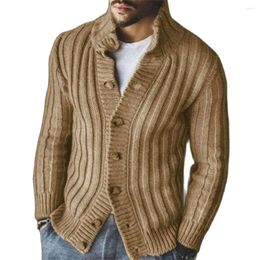 Men's Sweaters Fashion Euro-American Style Knitwear Outerwear Men/Youth Stand Collar Striped Single-Breasted Thicken Cardigan Sweater M-3XL