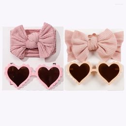 Hair Accessories 2Pc/Set Flower Sunglasses Cute Baby Headbands For Girl Elastic Cable Knit Born Bow Headband Infant