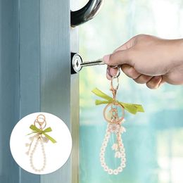 Keychains Lily Keychain Girl's Bag Charm Handbag Japanese Korean Girls Floral Flower Zinc Alloy Bow Pearl