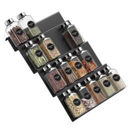 4-Tier Drawer Spice Organiser Expandable Acrylic Spice Rack Tray Seasoning Bottle Storage Rack Kitchen Pantry Organisation Shelf 240122