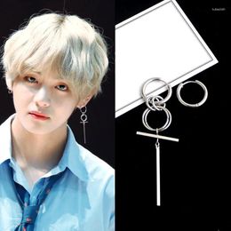 Dangle Earrings Fashion Circle For Men Punk Style Geometric Korean Bang Boys Kpop Jewelry Fan Gifts 2024