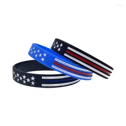 Charm Bracelets 50 Pcs American Flag Silicone Wristband Fashion Women Men Jewellery Gifts Bangle Debossed Printed Sports Inspirational