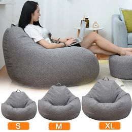 Large Small Lazy Sofas Cover Chairs Without Filler Linen Cloth Lounger Seat Bean Bag Pouffe Puff Couch Tatami Living Room 240118