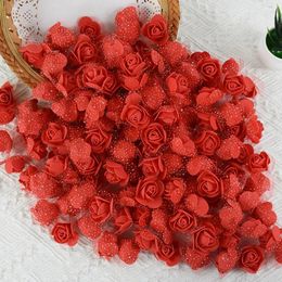 Decorative Flowers 200/100P 3cm Artificial Rose Flower Heads Fake Decorations For DIY Craft Bear Home Wedding Floral Bouquet Decor