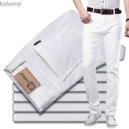 Men's Jeans Men Brand Fashion White Jeans Business Casual Classic Style Slim Fit Soft Trousers Male Brand Advanced Stretch Pants Red Khaki YQ240205