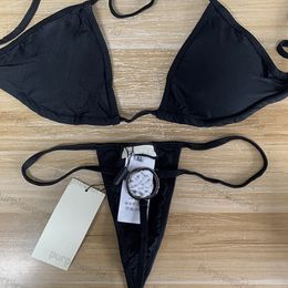 Badkläder kvinnor bikini sexig thong baddräkt lyxig metall design strand slitage designer underkläder två delar set