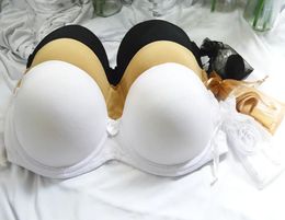 Bras Nude Black White Invisible Clear Back Strapless Sexy Push Up 2 Breasted Multiway Wedding Underwear Size A B C D E F