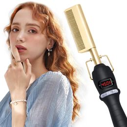 2 In 1 Straightener and Curler Professional Hair Straightening Brush Hair Comb Straightener for Wig Smoothing Heating Comb 240119