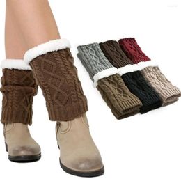 Women Socks Knitted Ankle Leg Warmers Gifts Thickened Fleece Knee Woollen Crochet Boot Cuffs Toppers