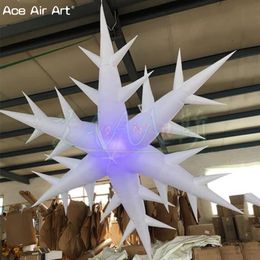 wholesale 2024 Oxford Cloth Hanging Inflatable White Snowflake Model with Colourful Led Light Natural Things for Event/Promotion/Activities Decoration