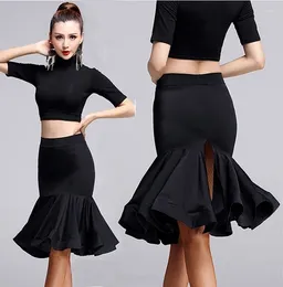 Stage Wear Lady Latin Dance Skirt For Sale Black Cha Rumba Samba Tango Dancing Practice Performamnce Dancewear