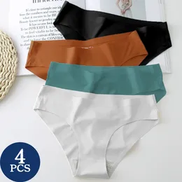 Women's Panties 4PCS Set Slik Female Underwear 13 Colour Women Seamless Woman Lingerie Briefs 3XL Ladies Underpants