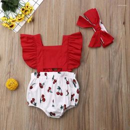 Clothing Sets Kids Born Baby Girls Romper Hollow Out One-Pieces Headband Jumpsuit Outfit