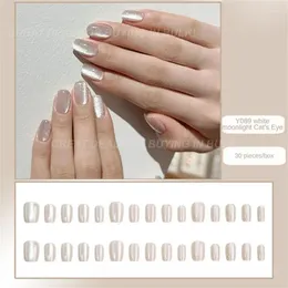 False Nails Flash White Moonlight Wear Armor Cat's Eye Nail Pieces Gentle Repeatable Beauty And Health