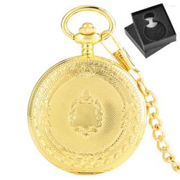 Pocket Watches Mechanical Watch Men Vintage With Fob Chain Luxury Gold Case Hand Winding Antique Timepiece Gifts Male Black Box