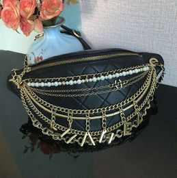 Designer Women Shoulder Bag Leather Rhombock Gold Lettering Pendant Luxury Handbag Matelasse Chain Crossbody Fanny Pack Bags Airport Travel Sacoche