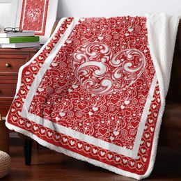 Blankets Valentine'S Day Hearts Retro Cashmere Blanket Winter Warm Soft Throw For Beds Sofa Wool Bedspread