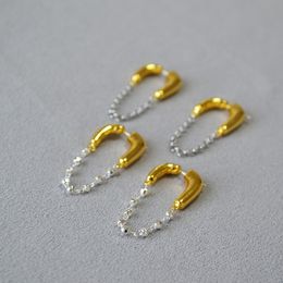 Japanese niche design tide cool and cold air chain Flows, fashion temperament 925 silver needle earrings