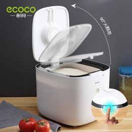 ECOCO 5/10KG Kitchen Nano Bucket Insect-proof Moisture-proof Sealed Rice Bucket Grain Pet Food Storage Container Rice Box 240130