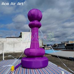 wholesale New Arrival 5mH 16.4ft high Purple Inflatable Chess with Led Lights for Advertising and Decoration