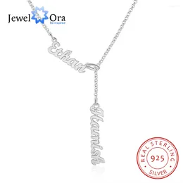 Pendants JewelOra Personalised 925 Sterling Silver Nameplate Necklaces For Women Customised 2 Names S925 Jewellery Gifts
