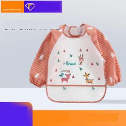 Bibs Burp Cloths Baby Dinner Er-Up Summer Waterproof Bib Food Rice Pocket Boys And Girls Children Long-Sleeved Apron Reverse Dress Dro Otu0B