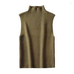 Women's Tanks Women Fashion Fitted Basic Ribbed Knit Tank Tops Vintage High Neck Sleeveless Female Camis Chic Vest Top Mujer Y2k Crop