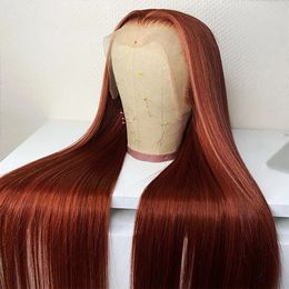 Reddish Brown 13x4 13x6 Hd Lace Frontal Wigs Human Hair Pre Plucked Straight Front Wig 4x4 Closure 240130