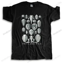 Men's T Shirts Men Crew Neck Tshirt Cotton Brand Tee-shirt Black Trilobites By Haeckel Fossils Geology Short Sleeve Print T-shirt