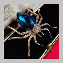 Brooches Large Vintage Style Crystal Blue Spider Jewellery Brooch Pin