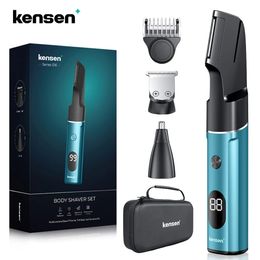 Kensen S16 Professional 3 In 1 Body Hair Removal Kits For Men Hair Cutting Machine Beard Shaver Waterproof Electric Hair Clipper 240201