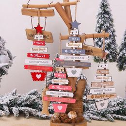 Christmas Decorations 1Pc Wooden Tree Pendant Merry Home Party Door Wall Room Winter Ornaments Year 2024 Navidad