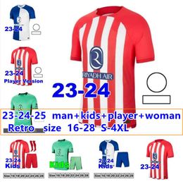 23 24 120º aniversário Atlético Madrids camisas de futebol GRIEZMANN M.LLORENTE MEMPHIS KOKE SAUL C0RREA LEMAR MORATA 2023 2024 camisa de futebol masculino kit infantil conjuntos unifor