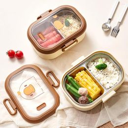 Dinnerware Stainless Steel Leakproof 2-Compartment Bento Lunch Box/Portion Control Container Thermal Box For Office Working