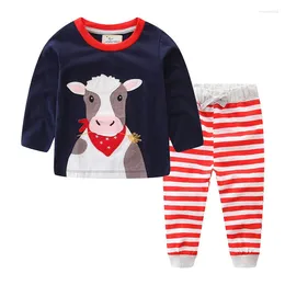 Clothing Sets Jumping Applique Baby Boys Autumn Suits For Christmas Festival Children Clothes Tops Pants