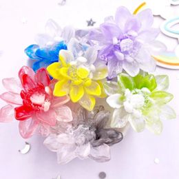 Decorative Figurines 40mm Resin Colorful Gradual Candy Color Lotus Flat Back Flower Rhinestones Scrapbook Ornaments DIY Bow Clothing Crafts