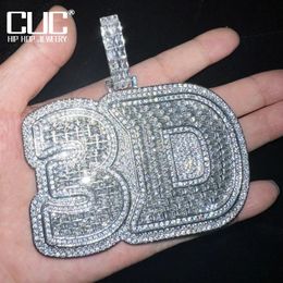 CUC Custom Name Hip Hop Necklace Chain For Men Baguette Zircon Big Letter Pendant Jewlery Personalised Gift 240119